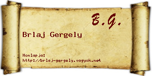 Brlaj Gergely névjegykártya